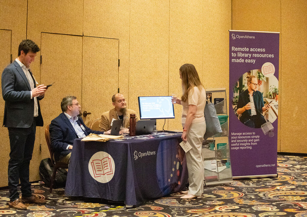 Conversation at the OpenAthens booth