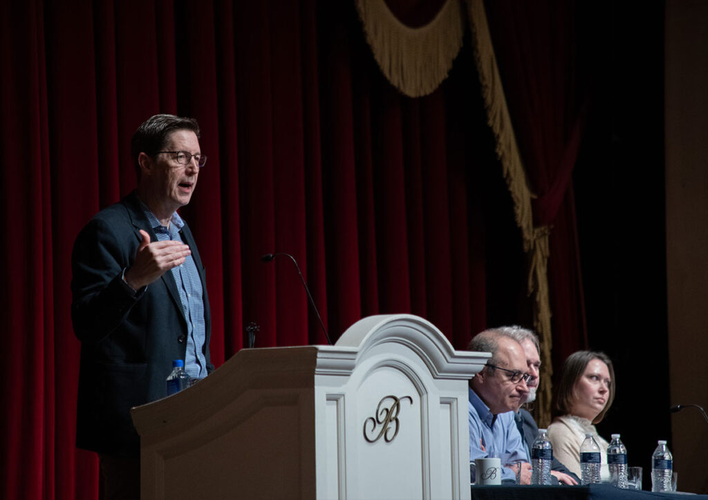 FOLIO Day Opening Session. From left to right, Gar Sydnor, Harry Kaplanian, Joe Reimers, and Stephanie Buck