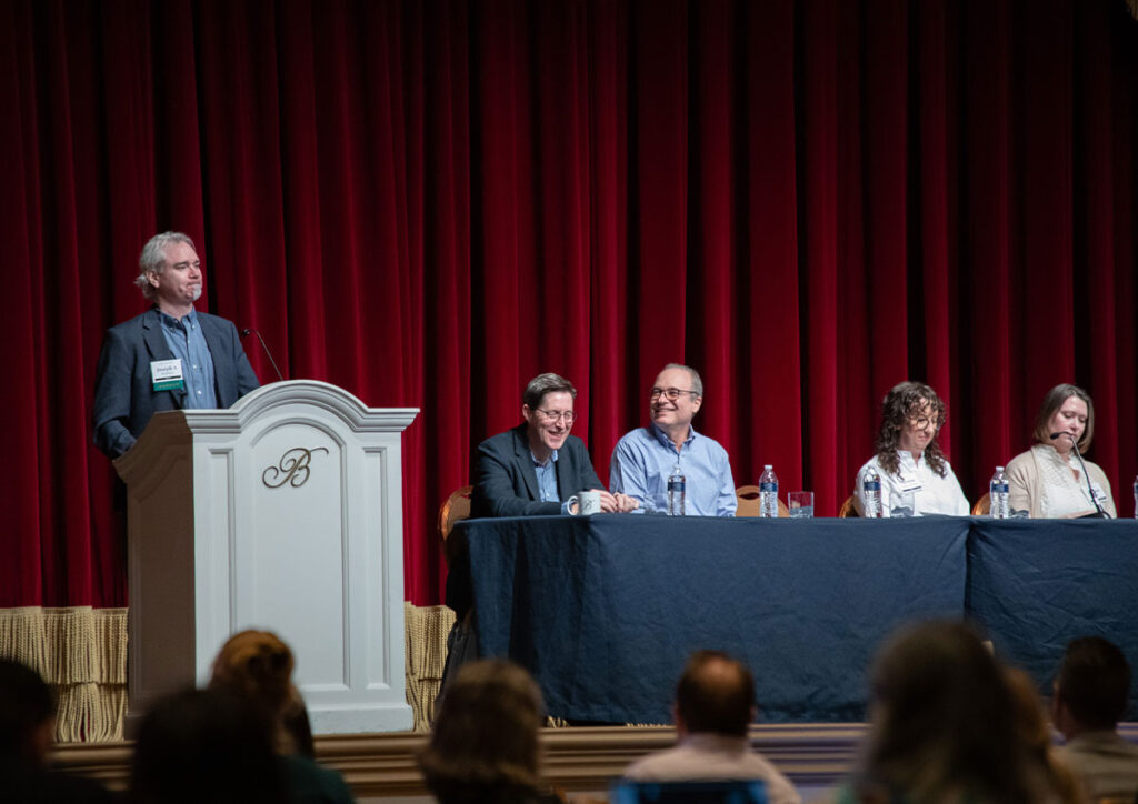 FOLIO Day Opening Session. From left to right, Joe Reimers, Gar Sydnor, Harry Kaplanian, Christine Schulz-Richert, and Stephanie Buck