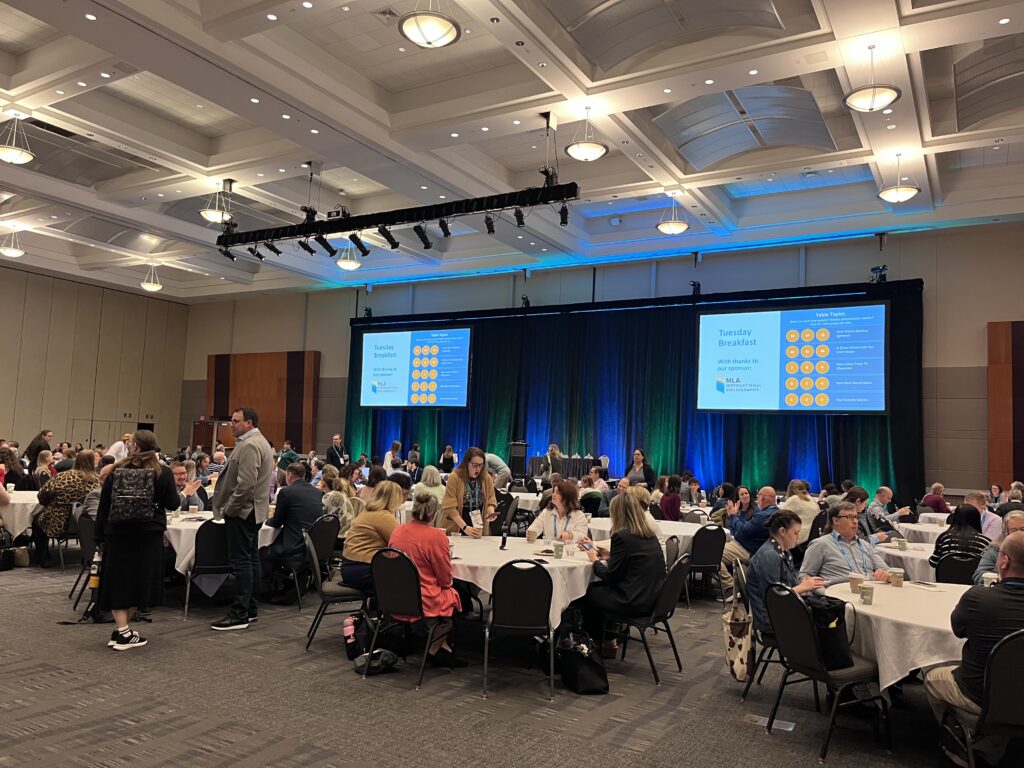 Tuesday morning breakfast featuring table topics